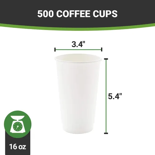 Miniatura 54 de Restaurantware Tazas de café de papel de 4 onzas, 25 tazas de papel desechables de doble pared, a prueba de fugas, reciclables, tazas calientes