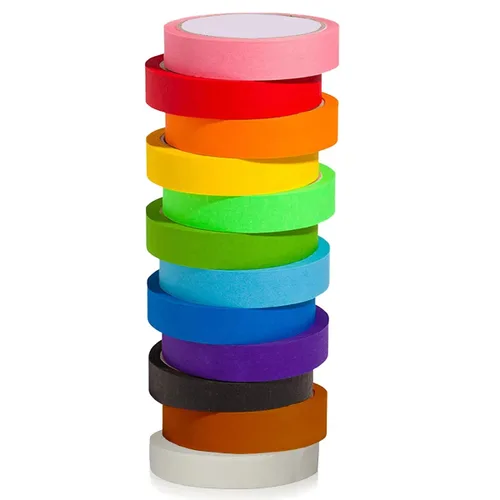12 rollos de cinta adhesiva de colores, cinta adhesiva de 720 pies x 1 pulgada, cinta de pintores coloridos vibrantes, rollo de cinta para artistas
