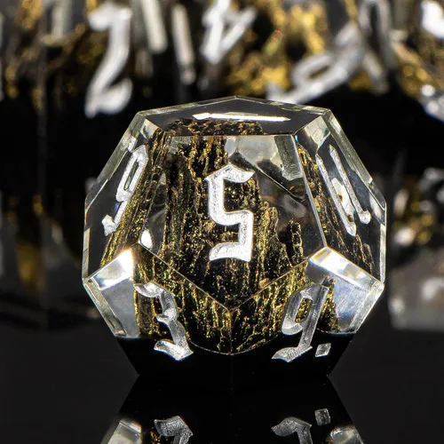 Miniatura 5 de KERWELLSI - Juego de dados DND D&D, 7 piezas de dados de resina de borde afilado D y D con caja de regalo, dados de juego de rol de naturaleza