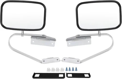 Miniatura 25 de Juego de montaje de espejos laterales Compatible con 1987-2002 para Jeep Wrangler con puerta media, plegable manual, espejo negro manual texturizado