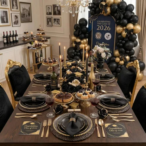 Miniatura 5 de KIRE 60 platos de plástico negro, platos desechables negros con borde dorado para fiesta de Halloween/graduación, incluye 30 unidades de 10.25