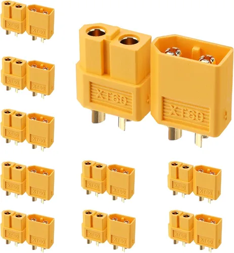 ELFCULB Amass XT60 - 10 pares de conectores macho y hembra, chapados en oro para drones FPV RC batería/aviones/UAVs, adaptador de enchufe Lipo para