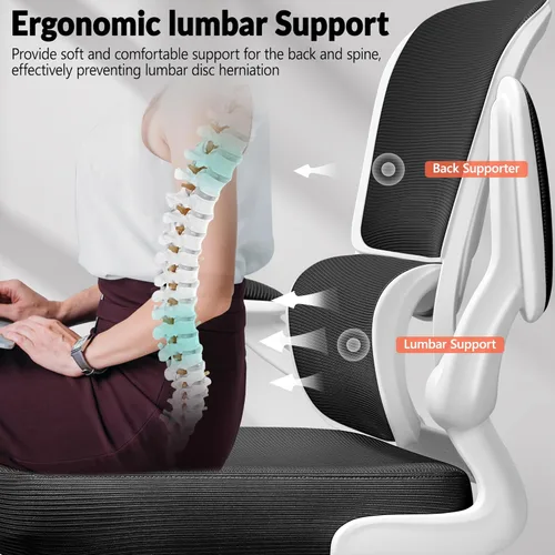 Miniatura 3 de BESTFAIR Silla de oficina ergonómica, silla de escritorio de malla transpirable cómoda con soporte lumbar, silla de computadora, silla de escritorio