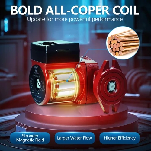 Miniatura 3 de WiseWater Bomba de circulación 110V 110W 13 GPM con bridas FNPT de 3/4" Bomba de recirculación de agua caliente de 3 velocidades y bajo ruido