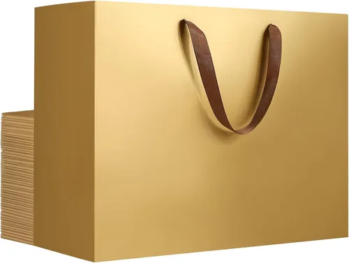 Miniatura 40 de EUSOAR Bolsas de regalo grandes negras, paquete de 12 bolsas de papel de compras de 16 x 6 x 12 pulgadas con asas, bolsa de mercancía de papel kraft