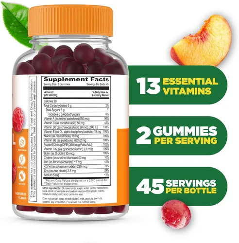 Miniatura 2 de Lifeable Multivitamínico posnatal con hierro, colina y yodo Vitaminas posnatales de gran sabor para mujeres que amamantan Suplemento vegetariano