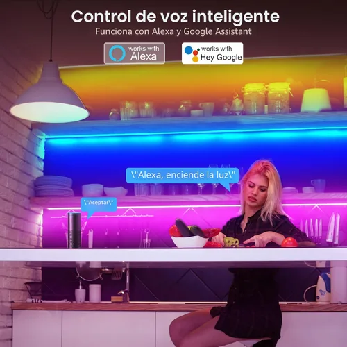 Miniatura 3 de maylit Kit de 10 luces RGB inteligentes para debajo del gabinete, compatible con Alexa y Google Assistant, aplicación y control remoto