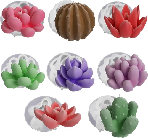 Molde para velas de resina y suculentas, suministros para manualidades, molde 3D para fundición de resina Succulent-E1