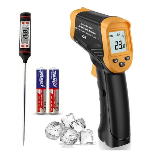 Termómetro infrarrojo, medidor de temperatura láser digital de -37 °F ~ 932 °F (-25.6 °F ~ 752.0 °F) pistola de temperatura IR (no para humanos)