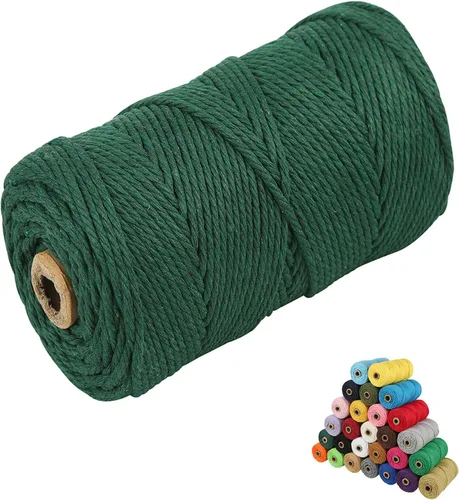 Miniatura 78 de Cordón de algodón para macramé, hilo torcido de 4 capas, cuerda de algodón natural, suministros perfectos de macramé, para hacer soportes colgantes