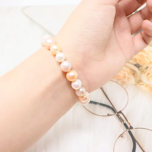 Miniatura 4 de Honbay Pulsera elástica simple con perlas de agua dulce para niñas y mujeres