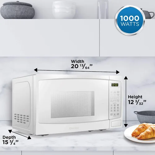 Miniatura 8 de Danby DBMW1120BWW - Microondas para encimera de 1.1 pies cúbicos en blanco, 1000 vatios, microondas de tamaño familiar con puerta de botón