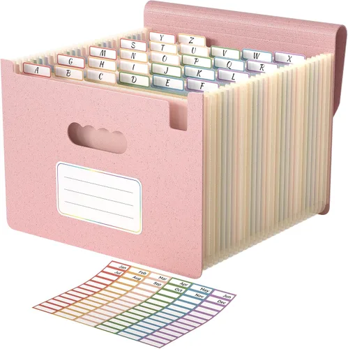 Miniatura 7 de ABC life Organizador de archivos de acordeón de 26 bolsillos, soporte mensual expandible de alta capacidad para facturas y recibos con pestañas
