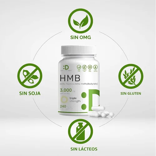 Miniatura 3 de Suplementos HMB ultra fuertes 3,000 mg por porción, 240 cápsulas Probado por terceros Apoya el crecimiento muscular, la retención y la masa