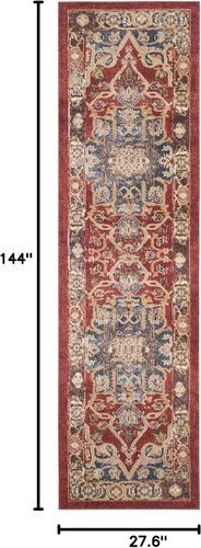 Miniatura 2 de SAFAVIEH Bijar Collection BIJ605R - Alfombra tradicional oriental, envejecida, no desprende pelusa, 2 pies 3 pulgadas x 12 pies, color rojo y azul