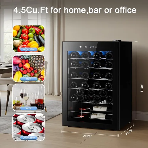 Miniatura 7 de Antarctic Star Refrigerador de vino, refrigerador de vino independiente con temperatura de ajuste (32°F-61°F), mini refrigerador de 4.5 pies cúbicos