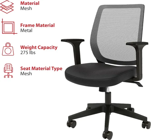 Miniatura 5 de Staples Silla ergonómica de malla, ergonómica, altura ajustable, giratoria