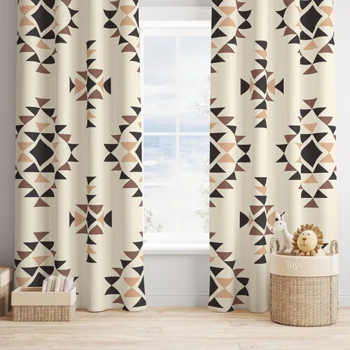 Miniatura 16 de YCness Cortinas aztecas, patrón étnico nativo nativo americano del suroeste, patrón étnico bohemio occidental geométrico para sala de estar