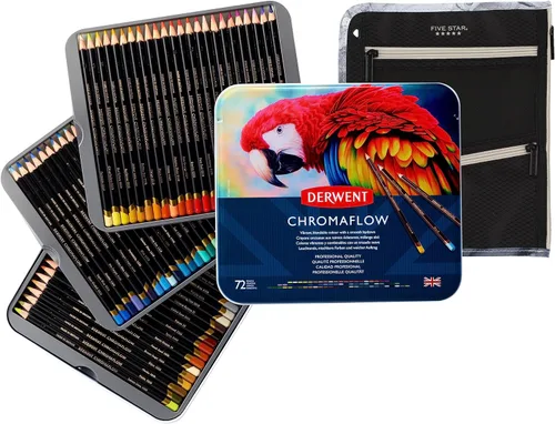 Miniatura 8 de Paquete de 12 lápices de colores Chromaflow de Derwent de 0.157 in de ancho (2305856) + bolsa con cremallera de cinco estrellas, bolsa para lápices