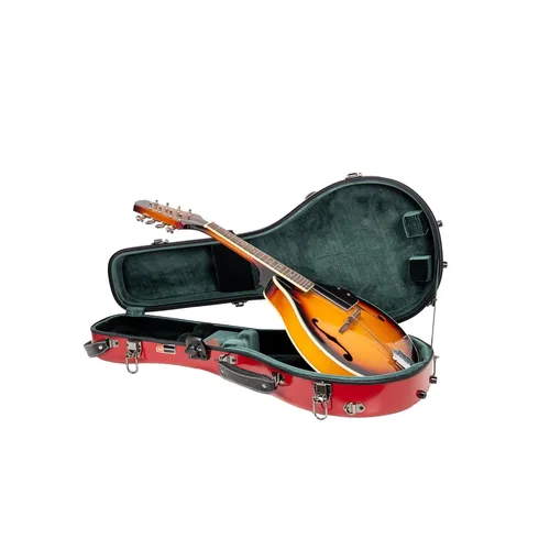 Miniatura 30 de Crossrock Estuche de mandolina de fibra de vidrio – contorneado para estilo F (se adapta a Gibson F5) Brillo plateado, terciopelo verde bosque
