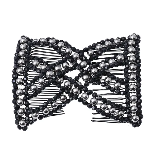 Miniatura 2 de LOVEF 6 piezas de belleza sin esfuerzo estirable doble peines Upzing Medium Magic Beads Double Hair Clips joyería de pelo surtidos color y diseño