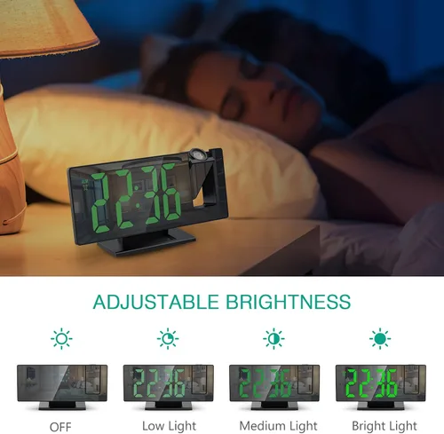 Miniatura 4 de ORIA Reloj despertador de proyección, reloj despertador electrónico LED, reloj despertador de escritorio con espejo de 7.8 pulgadas con temperatura