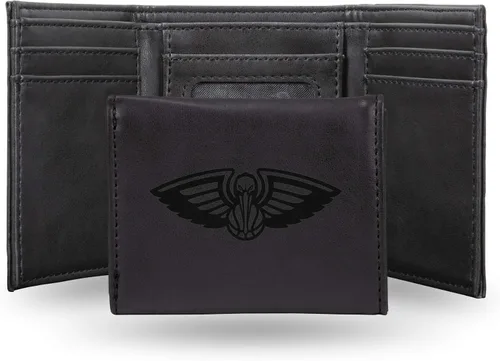 Miniatura 48 de NBA Rico Industries - Billetera triple grabada con láser y tres pliegues, accesorio para hombre Negro