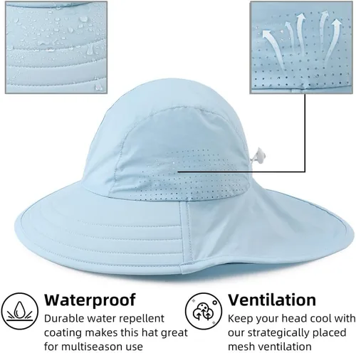 Miniatura 96 de Sombrero de verano para niños pequeños con solapa para el cuello, impermeable, sombrero de natación para niños, protección UV, sombrero de playa