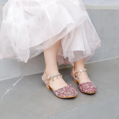 Miniatura 2 de Furdeour Girls Sandals Glittler Bow Dress Shoes Princess Crystal High Heels Party Wedding Flower Girls Shoes for Kid Toddler
