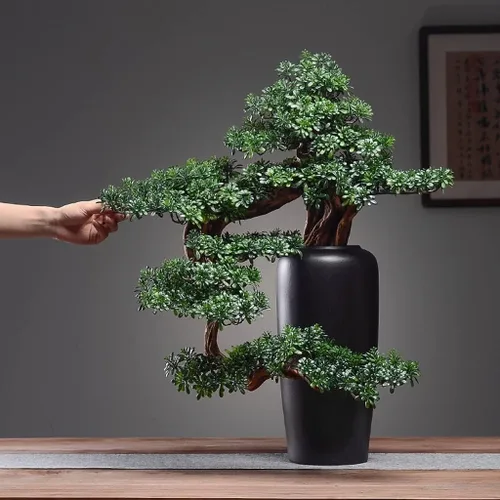 Miniatura 5 de moisture Bonsái de imitación de bonsái de cerámica, plantas sintéticas en maceta, decoración de escritorio para interiores, manualidades, decoración
