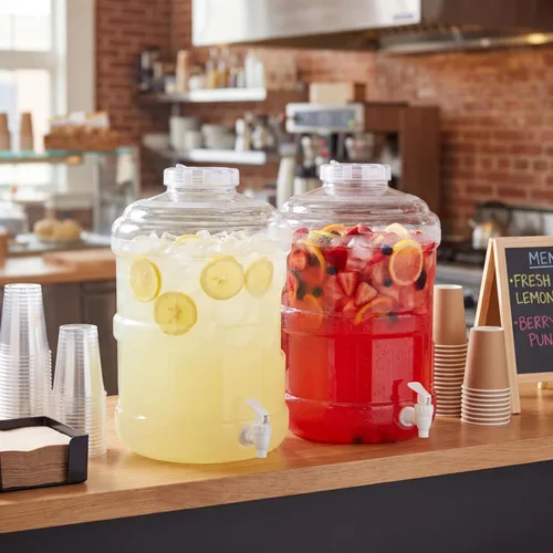 Miniatura 5 de Paquete de 2 dispensadores de bebidas, disponible en 3 y 5 galones, recipiente grande de plástico para bebidas con espita y tapa para fiestas