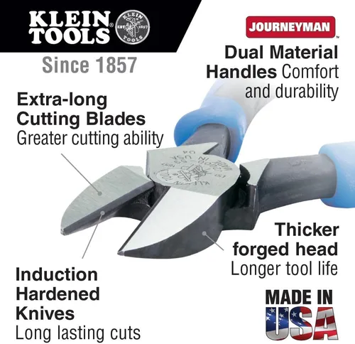 Miniatura 2 de Klein Tools Alicates J2000-59, fabricados en EE. UU., Alicates de corte diagonal con diseño de alto apalancamiento, cabeza más grande y cuchillas
