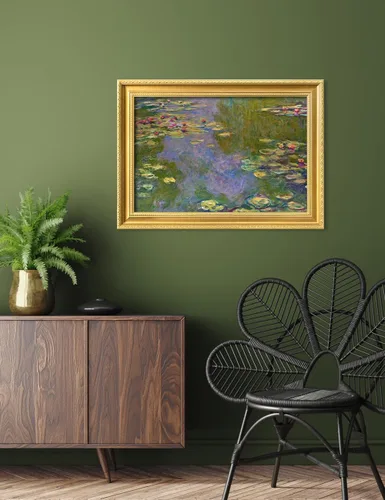 Miniatura 2 de DECORARTS - Impresiones de Giclee de Lirios de Agua de Claude Monet, Arte de Pared Enmarcado con Marco de Madera Maciza, Decoración de Jardín