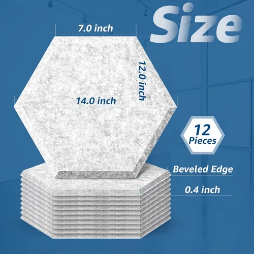 Miniatura 3 de Art3dwallpanels Paquete de 12 paneles acústicos autoadhesivos, paneles de pared insonorizados de 14" X 12" X 0.4", paneles de absorción de sonido