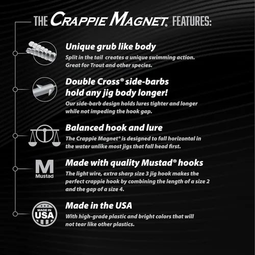 Miniatura 2 de Leland's Lures Crappie Magnet Best of the Best Kit, equipo y accesorios de pesca, señuelos de pesca, 96 cuerpos, 15 cabezas de jig de doble cruz, 4