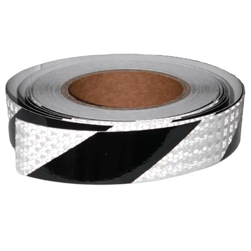 Cinta reflectante blanca y negra al aire libre impermeable de 1 pulgada X 66 pies, cinta de marcaje industrial de alta visibilidad, peligro,