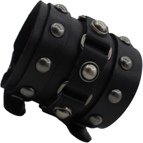 Miniatura 3 de Scddboy Pulsera ancha de cuero gótico para hombre, estilo punk rock Biker