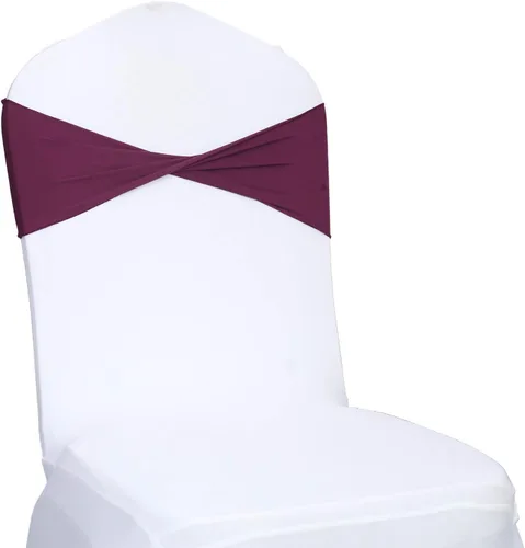 Miniatura 22 de MDS Paquete de 100 bandas de elastano para silla, bandas lisas sin hebilla, reutilizables, elásticas, para decoración de bodas, recepciones, Azul