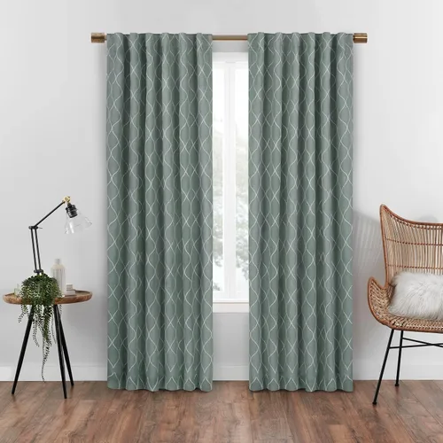Miniatura 7 de Eclipse Absolute Zero Nora Geo - Cortinas opacas con aislamiento térmico y bolsillo para barra, para dormitorio, panel individual, 50 x 63 pulgadas