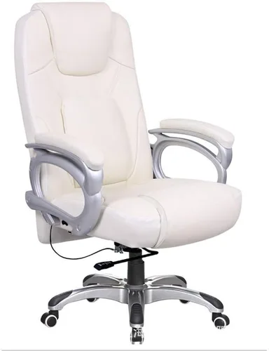 Silla de escritorio de oficina con respaldo medio con acolchado de cuero y reposabrazos, silla ergonómica para juegos de computadora para uso Blanco