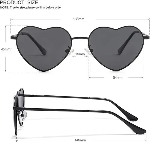 Miniatura 6 de Gafas de sol polarizadas en forma de corazón para mujer, marco de metal, bonitas y encantadoras, 100% protección UV