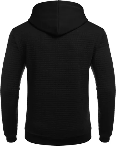 Miniatura 4 de COOFANDY Sudadera con capucha para hombre, de manga larga, a la moda, para gimnasio, atlética, a cuadros, jacquard, con bolsillo