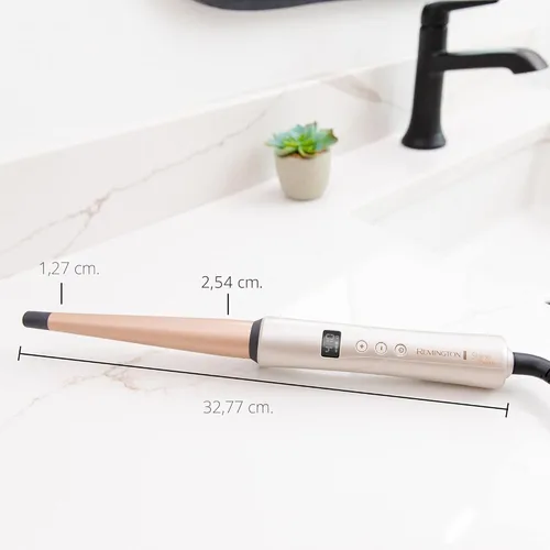 Miniatura 9 de Remington Shine Therapy - Varita rizadora cónica con infusión de aceite de argán y queratina de ½ a 1 pulgada para rizos naturales, incluye guante