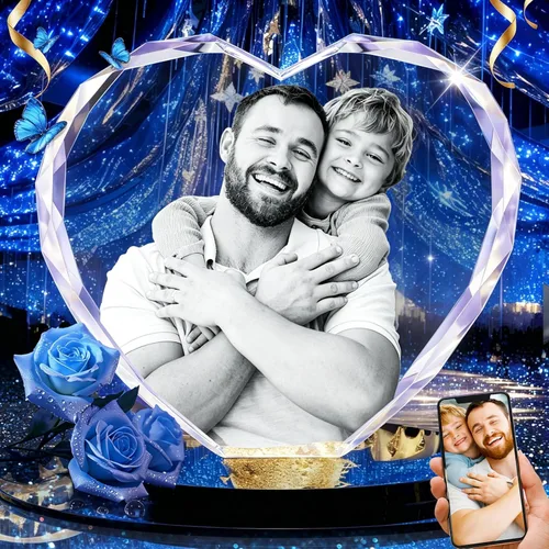 YSPQBY Foto de cristal 3D personalizada, regalos personalizados para padre, papá, abuelo, hombres, marido, novio, él, gran regalo personalizado de