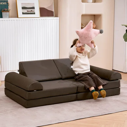 Miniatura 2 de jela Sofá de Juego para Niños Certificado de Seguridad Sofá Suave para Niños con Funda Lavable a Máquina Espuma Gruesa Juego de Construcción
