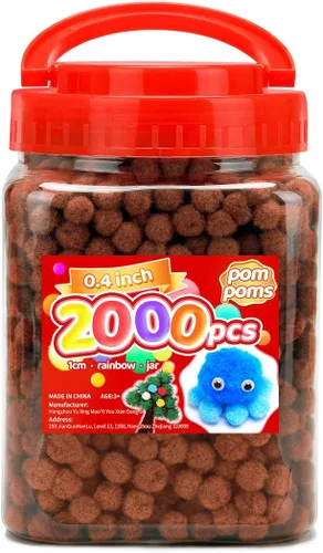 Miniatura 32 de Iooleem Pompones rosados – Tamaño surtido, 1200 piezas con ojos móviles, opciones de purpurina, perfectos para artes y manualidades