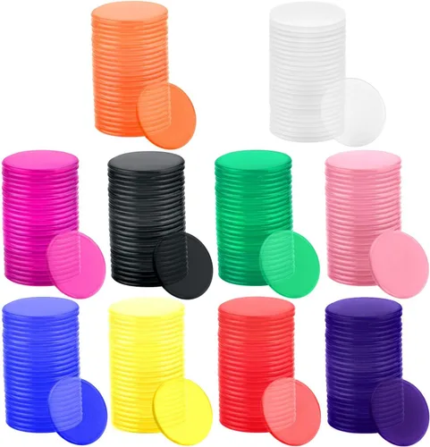 Coopay 200 unidades de 10 colores de 1-1/5 pulgadas de plástico para contadores de aprendizaje de fichas de bingo, marcadores para práctica de