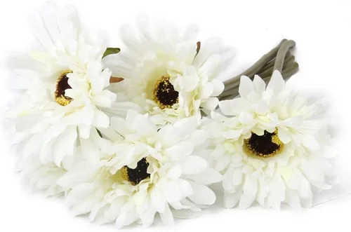 Miniatura 2 de VICASKY 5 piezas de plantas a granel, flores de imitación blancas, decoración de flores, plantas decorativas, flor sintética, gerbera, margarita