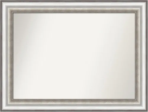 Miniatura 50 de Amanti Art Espejo de baño plateado para sobre el fregadero, 26 x 26 pulgadas, espejo cuadrado de plata antigua, marco de madera tradicional mediano