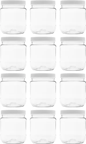 Miniatura 10 de Tarros de almacenamiento de plástico con tapas a prueba de fugas, sin BPA, lavar a mano solo (128 onzas, 2 unidades, blanco)